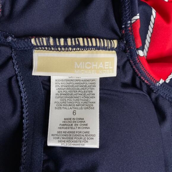 Michael Kors Rope Rugby Stripe One Shoulder Cut Out One-Piece Swimsuit - Picture 9 of 13